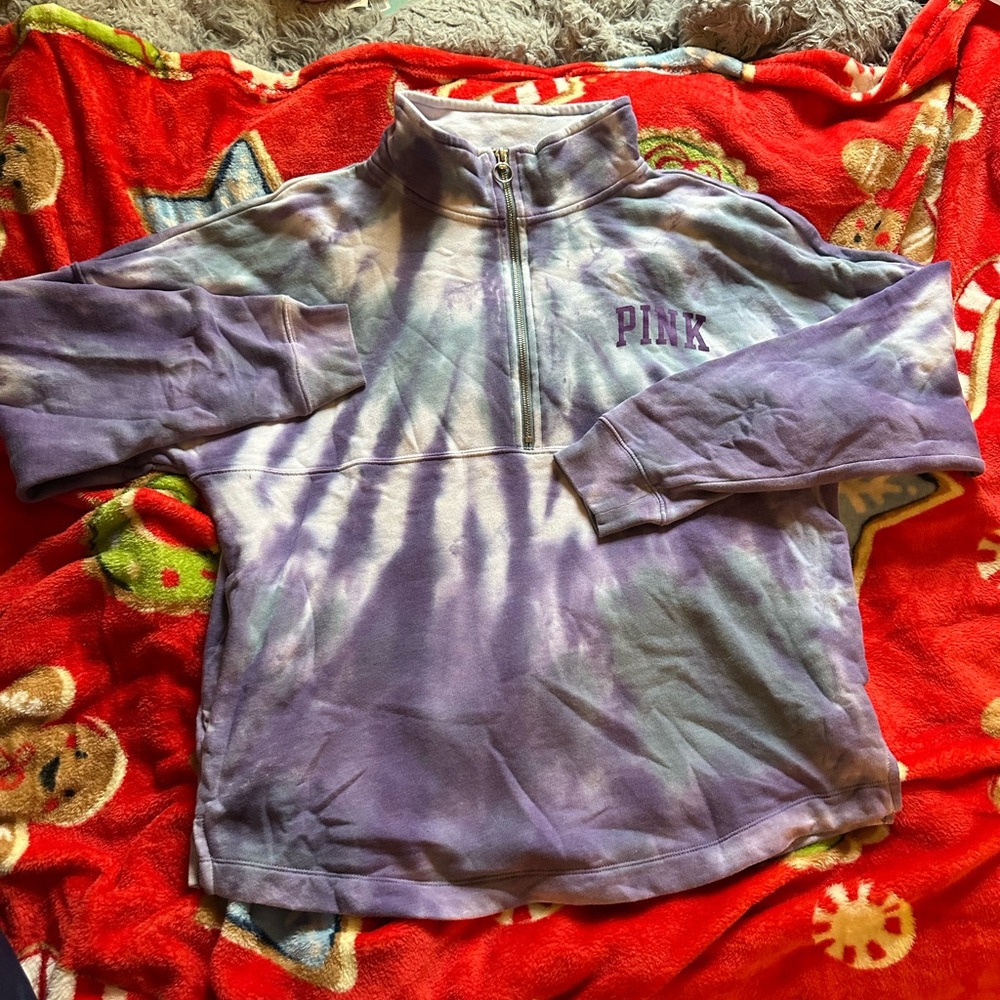 Pink Victoria secret quarter zip crewneck